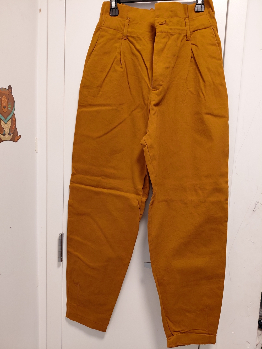 Zara Ochre Pleated High-Waist Chinos
